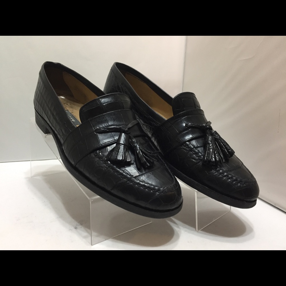 Bally Genuine Alligator “Cesano” Black Loafers 7 M